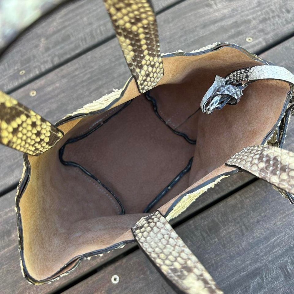 Authentic Beige/Grey Genuine Python Snakeskin Lau… - image 5